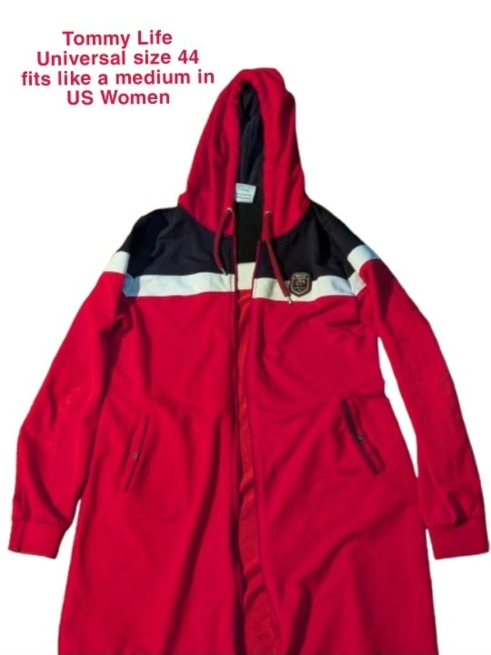 Tommy Life Red Hooded Zip-Up Jacket Color Block